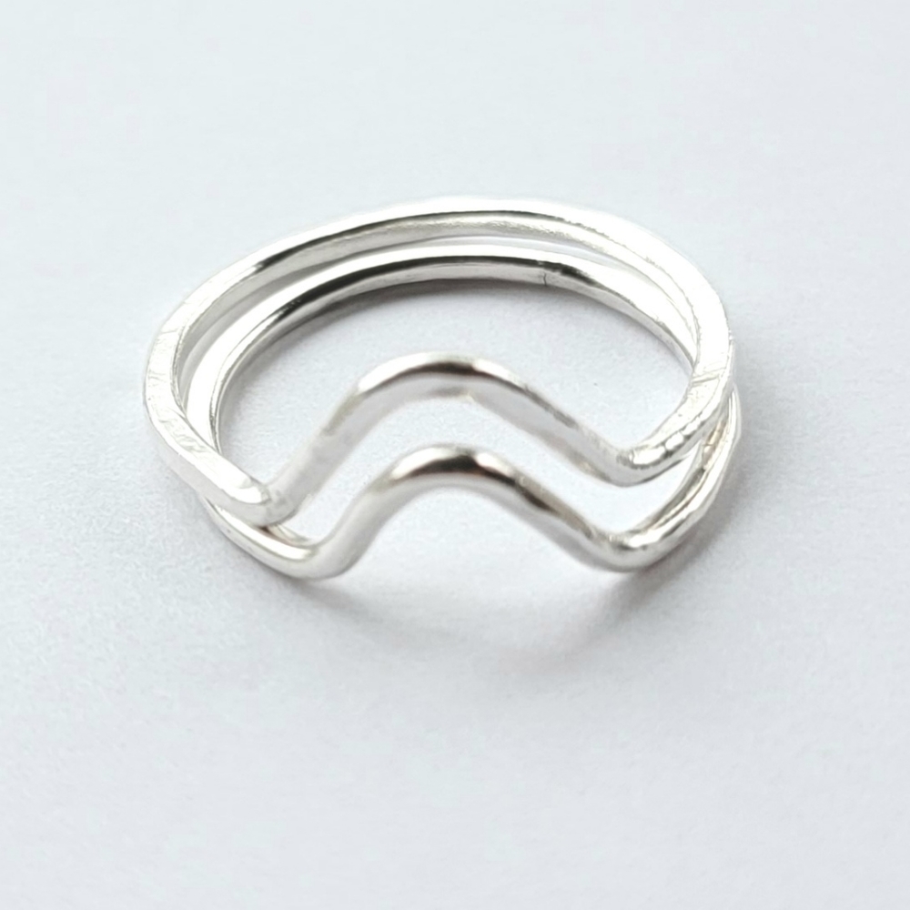 Fine Silver "Peaks" Stacking Rings - Picture 2 of 8